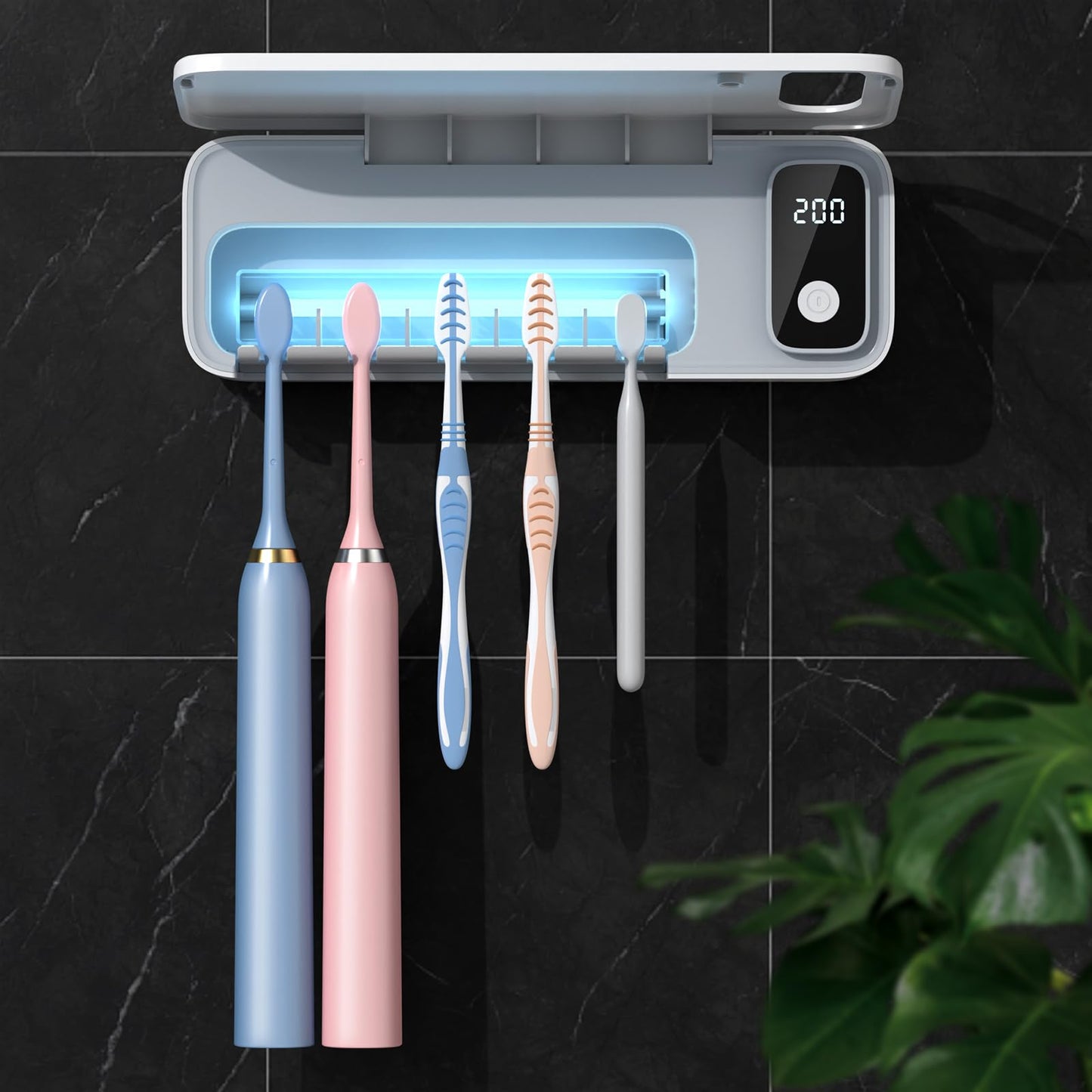 Wall Mounted UV Light Tooth Brush Holder