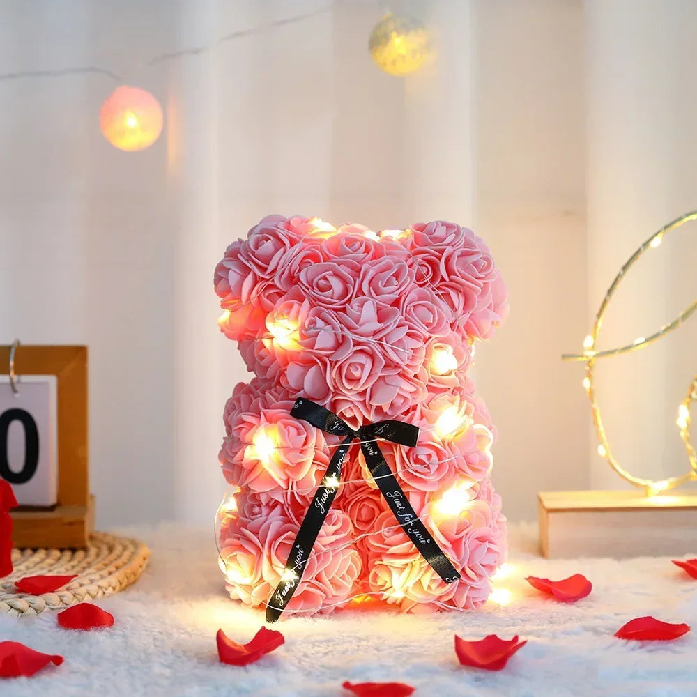 Artificial Teddy Rose Flower Bear