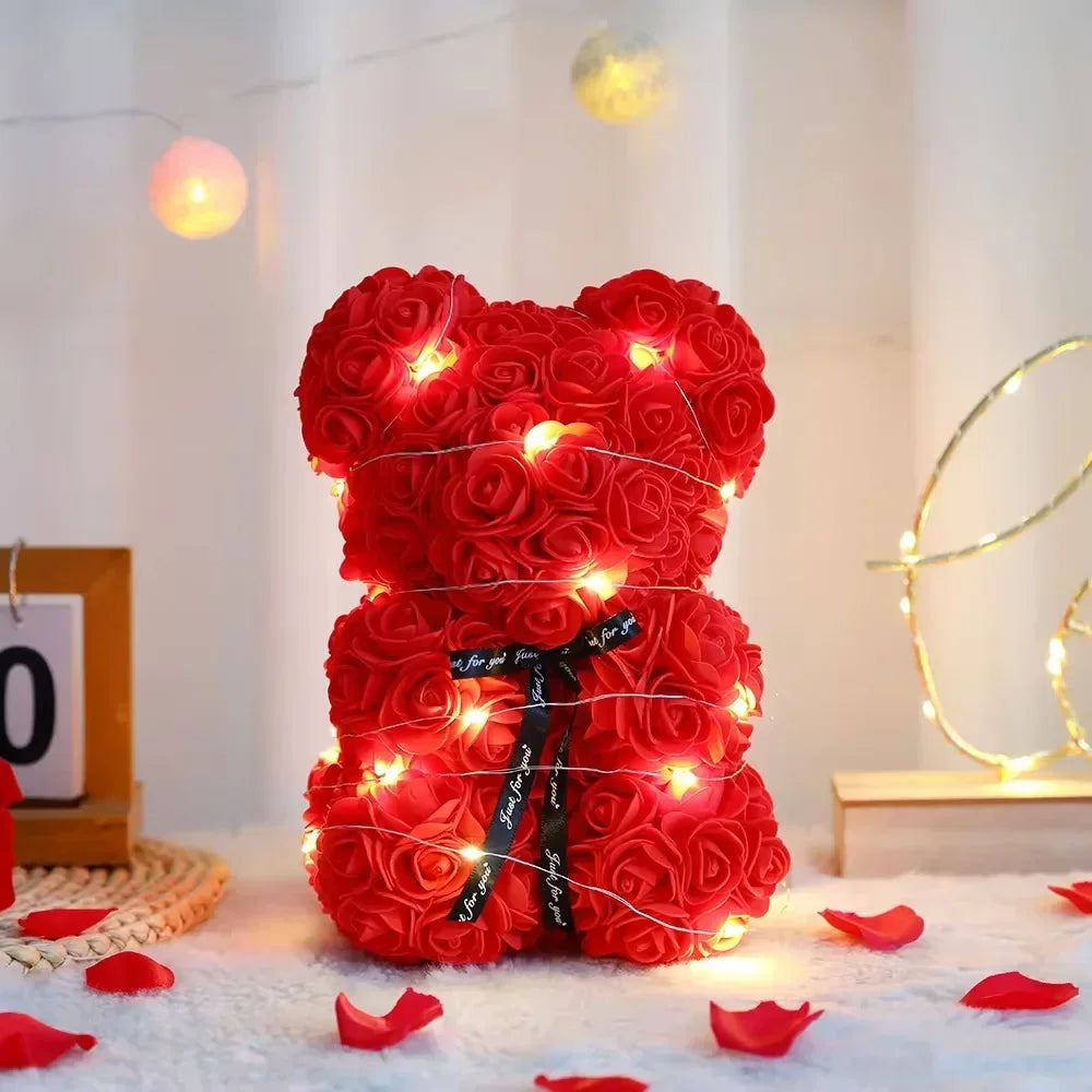 Artificial Teddy Rose Flower Bear